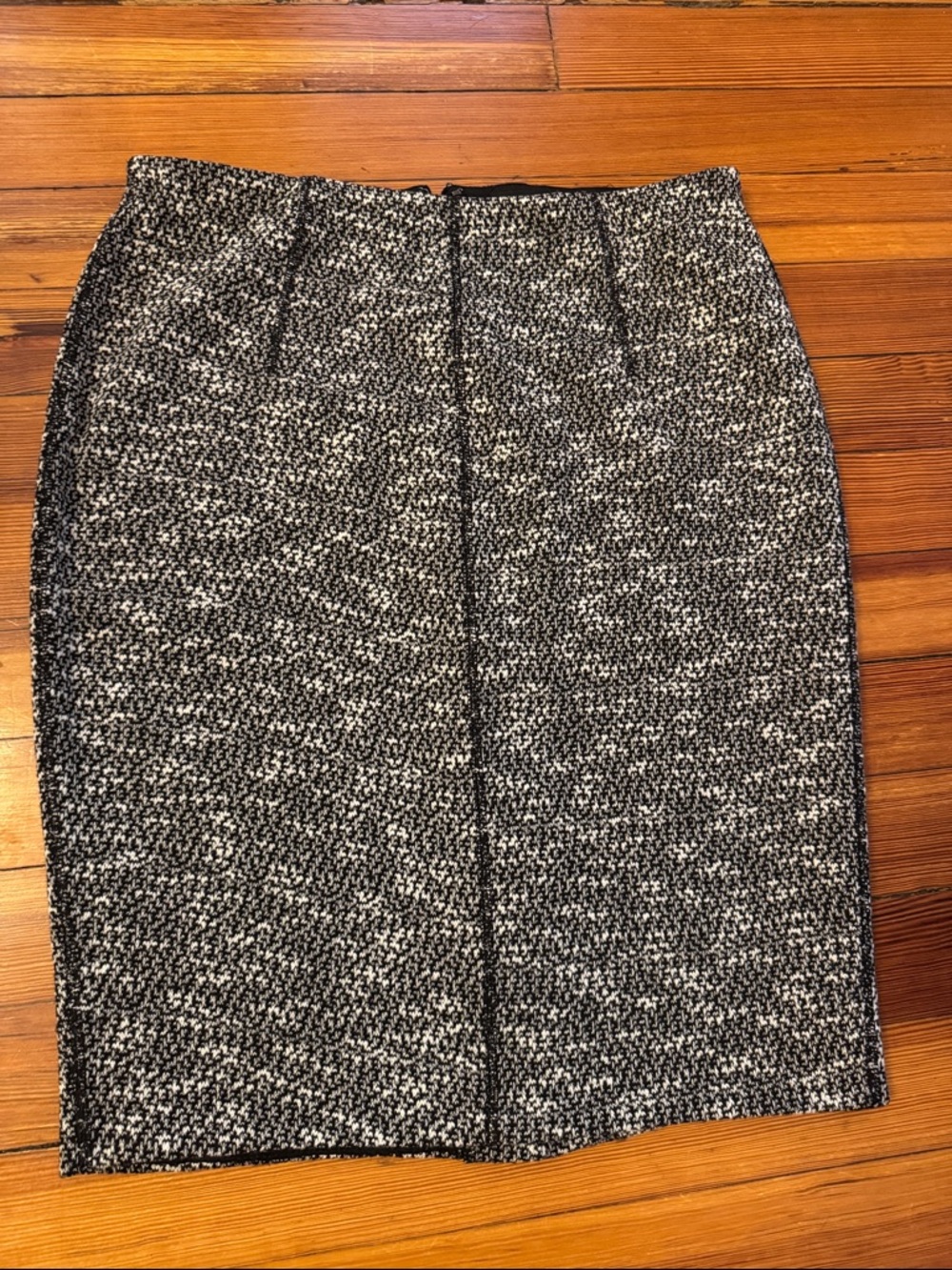 Ann Taylor Black and White Tweed Pencil Skirt